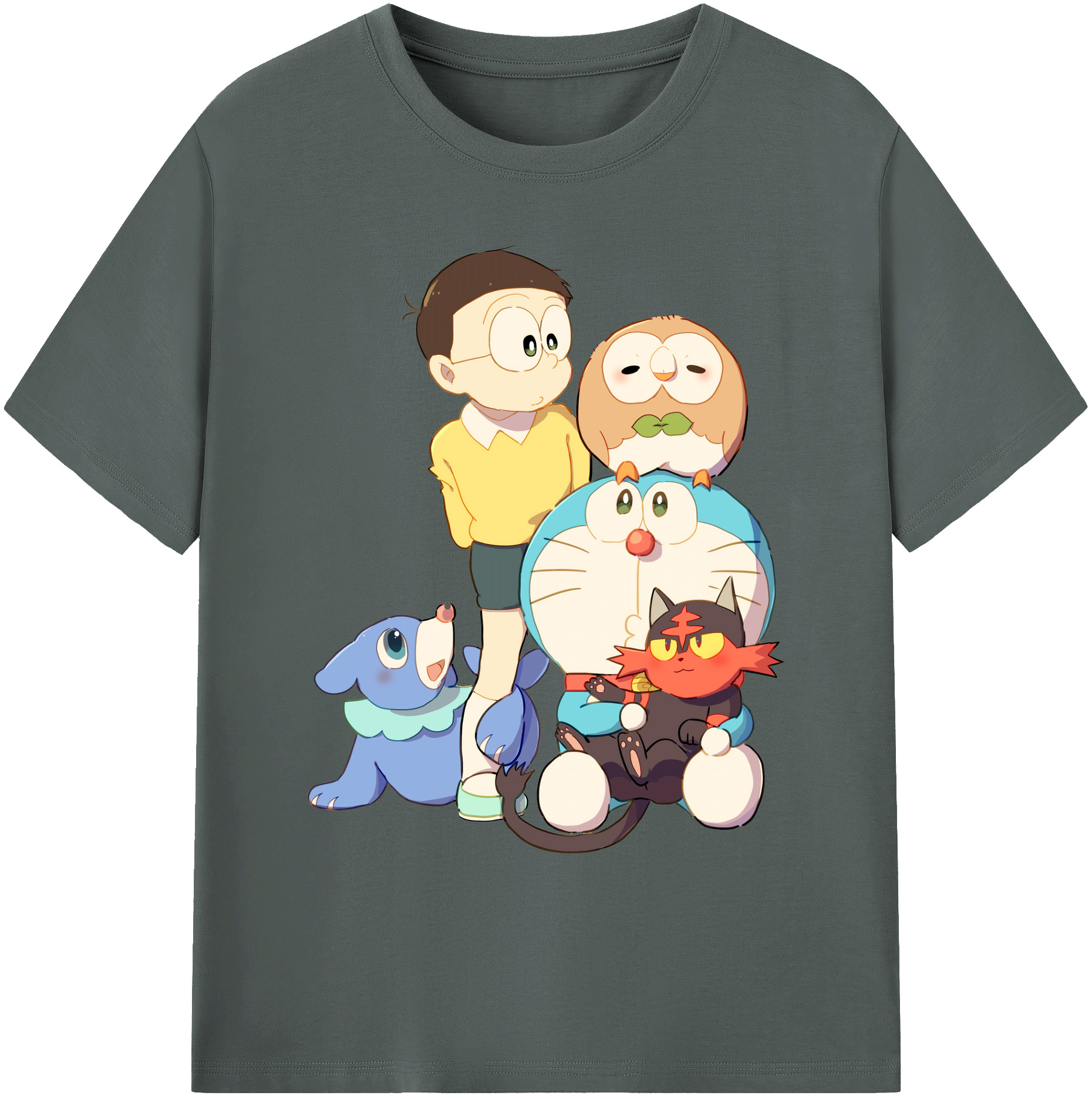 （画像用） ドラえもん Doraemon 綿100％ メンズ半袖Tシャツ｜肌触りやわらか＆通気性
